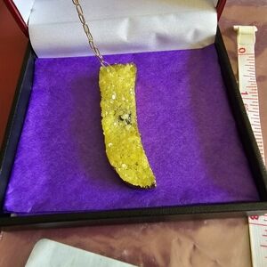 Couture handmade yellow druzy necklace.